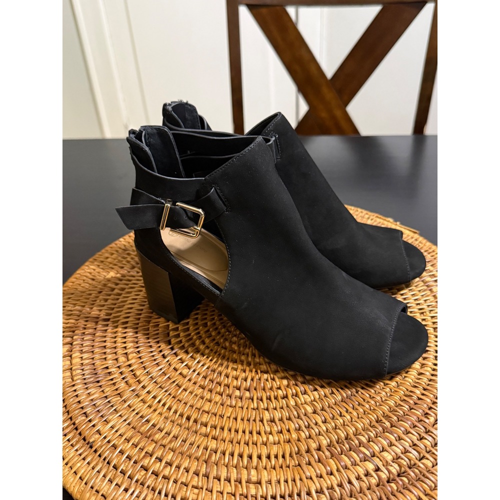 Giani Bernini Womens Black Peep Toe Cutout Block Heel Ankle Boots Size 8